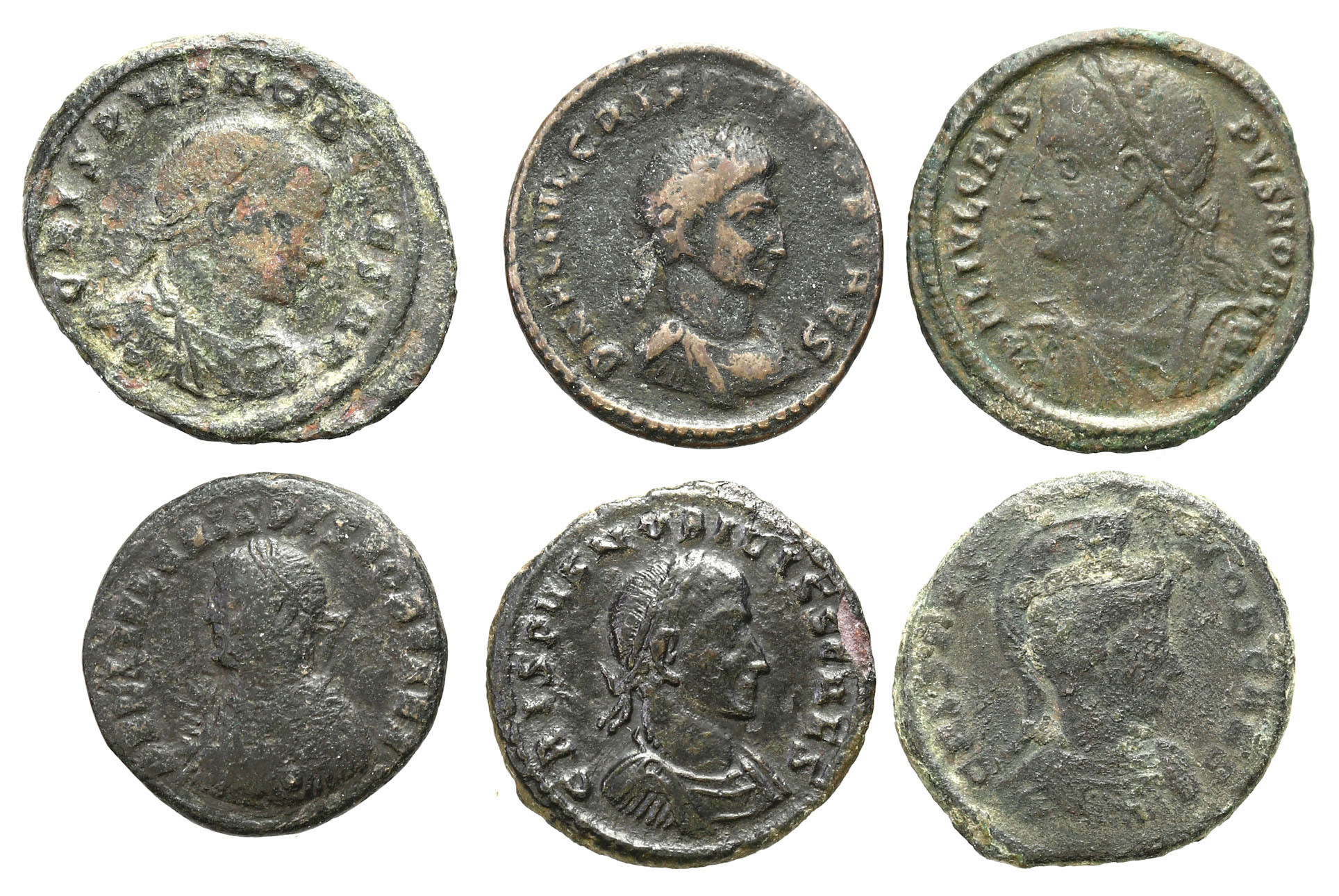 Cesarstwo Rzymskie, Lot 6 sztuk Follisów, Kryspus (317 - 326)